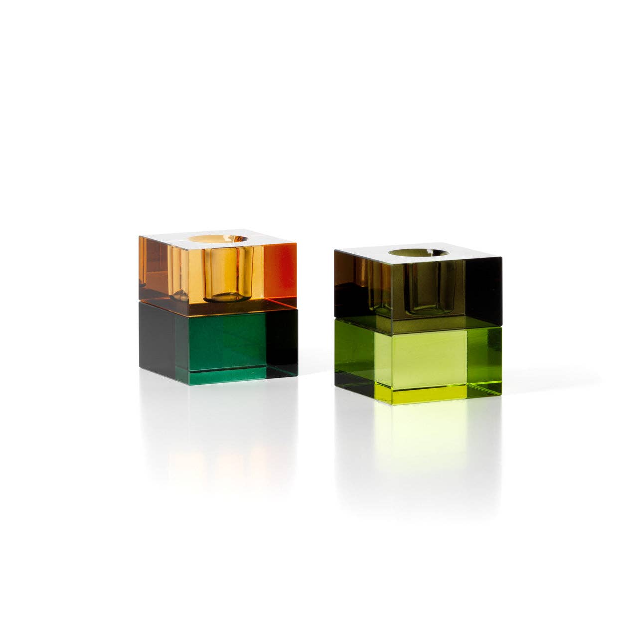 Block Glass Candle Holder
