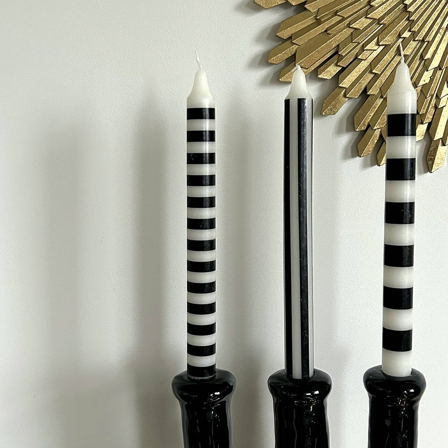 Set of 4 candles long Paul black D2 1 H25cm