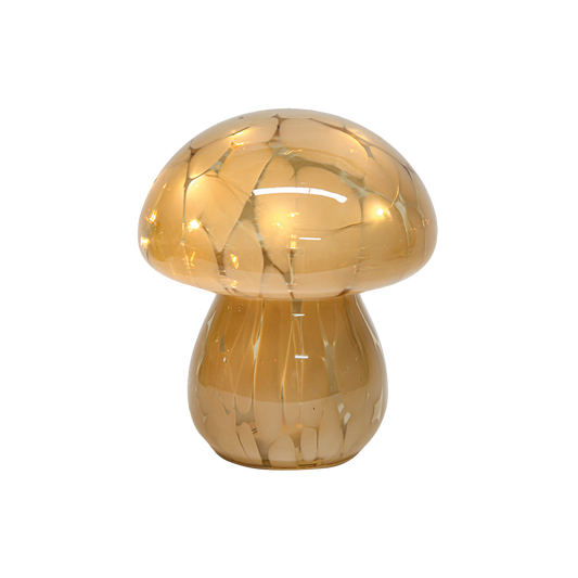 Deko LED Pilz getupft beige batteriebetrieben d13,5 h15,5cm