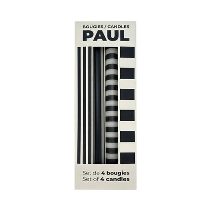 Set of 4 candles long Paul black D2 1 H25cm