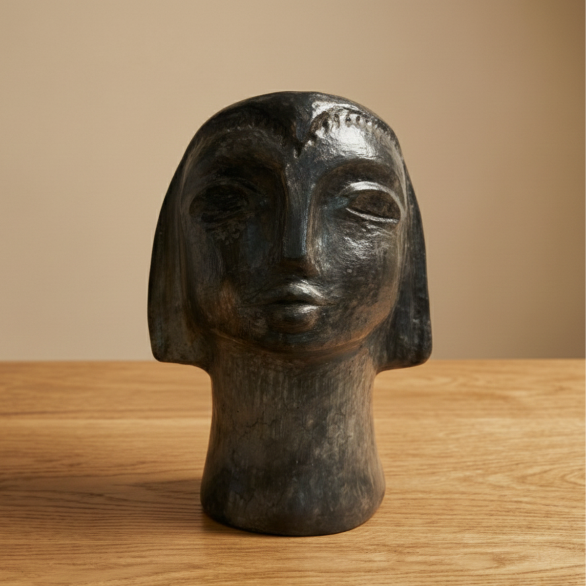 Sejnane Terrakotta-Statue Elysa - Schwarz