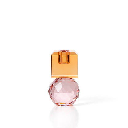 Citrine & Rose Quartz Glass Candle Holder