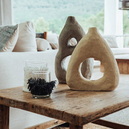 Vase aus Papiermaché Sayeko Anthrazit